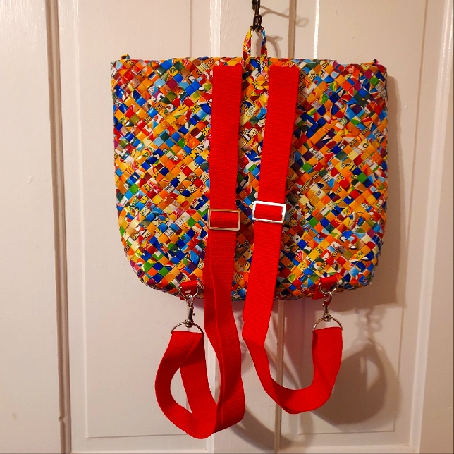 Candy Wrapper Backpack 15"X12" Multicolor